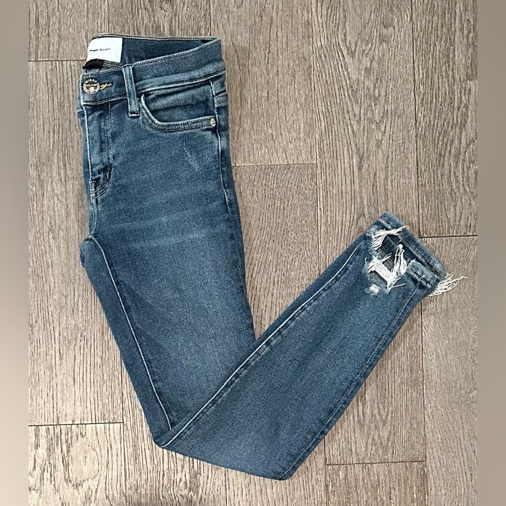 Current/Elliot Stiletto Ragged Hem Distressed Ankle Skinny Jeans Size 25